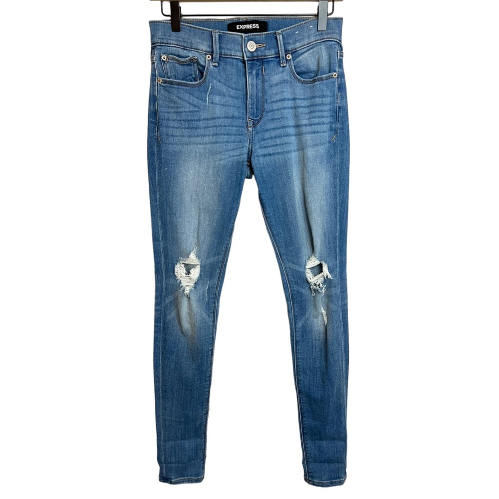 Express Distressed Mid Rise Skinny Jean Leggings